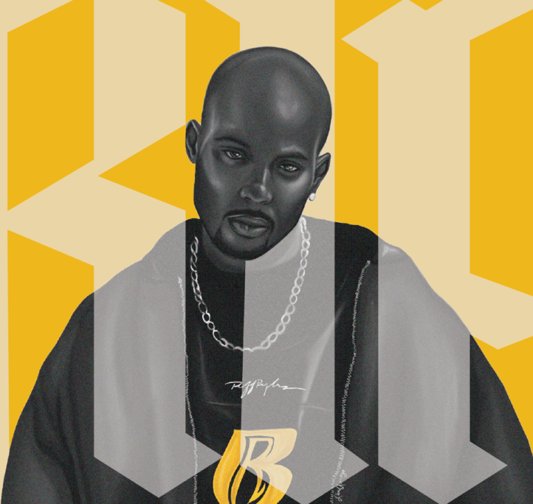 An illustration of rapper DMX with RIP behind him