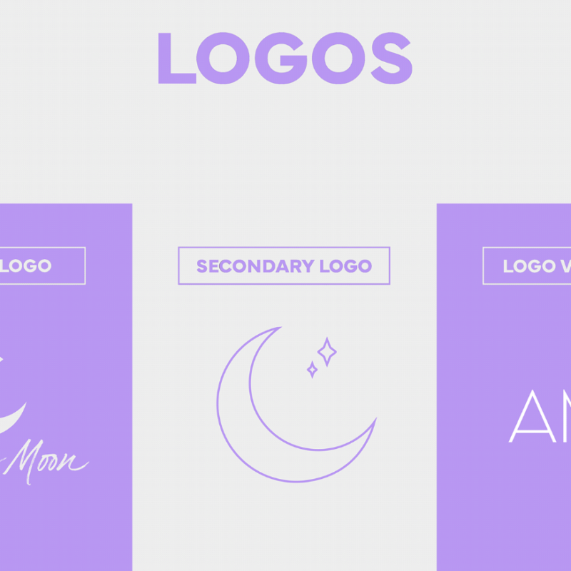 A depiction of 3 logos; light purple and light grey
